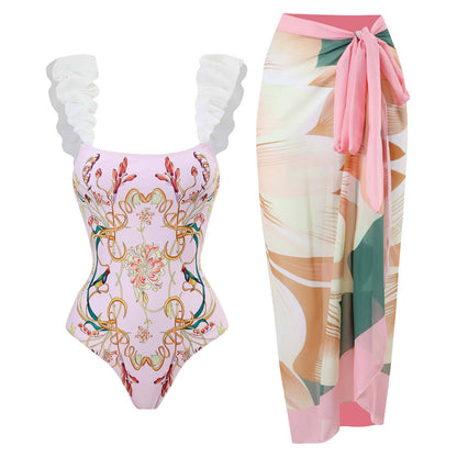 New 2Piece Women Bikini Set Push Up Floral Printed Ruffle Bikinis Strappy Bandage Swimwear Brazilian Biquini Bathing Suit QJY87P2