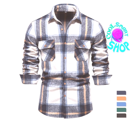 New Autumn and Winter Thicken Plaid Shirt for Men Over Jacket Men Casual Classic Double Pockets Mens Shirts