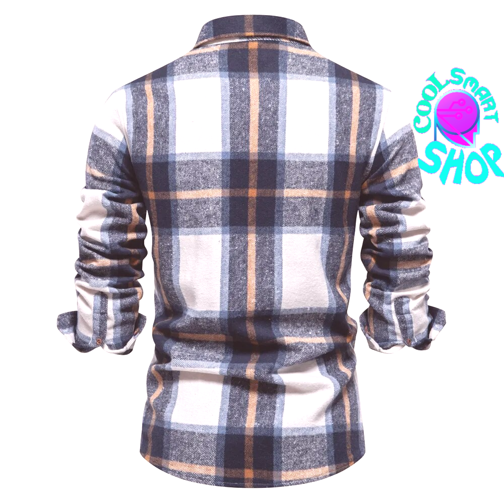 New Autumn and Winter Thicken Plaid Shirt for Men Over Jacket Men Casual Classic Double Pockets Mens Shirts