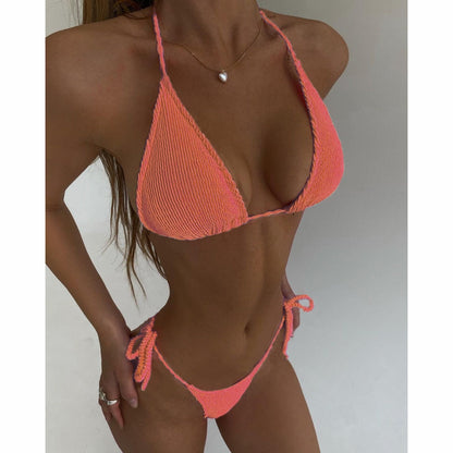 New Fashion 2023 Sexy Bikini Solid Swimsuit Women Swimwear Push Up Set Brazilian Bathing Suit Summer Beach Wear Swimming Orange