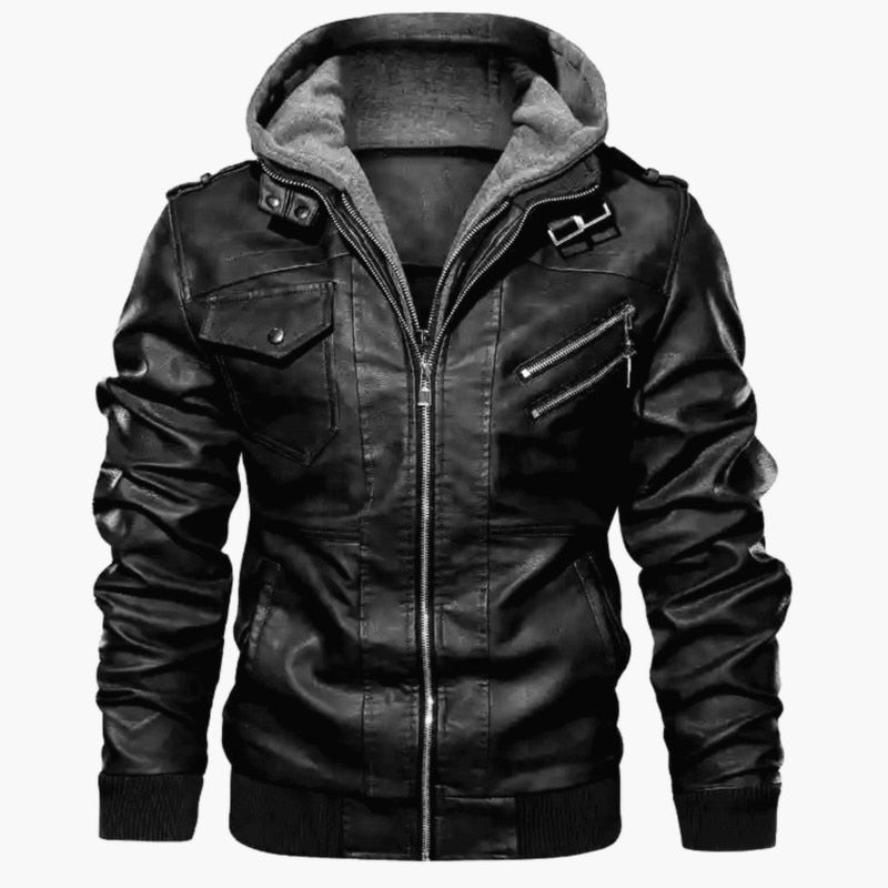 New Men Leather Jackets PU Hooded Jackets Coats Mens Autumn Winter Motorcycle Biker Faux Leather Jackets Male European Size Black