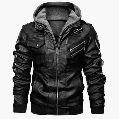 New Men Leather Jackets PU Hooded Jackets Coats Mens Autumn Winter Motorcycle Biker Faux Leather Jackets Male European Size Black