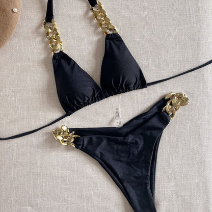 New Sexy Bikini 2023 Triangle Bathing Suit for Women Brazilian Bikini Set 2-piece Halter Swimwear Push Up Swimsuit F06