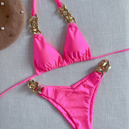 New Sexy Bikini 2023 Triangle Bathing Suit for Women Brazilian Bikini Set 2-piece Halter Swimwear Push Up Swimsuit F01