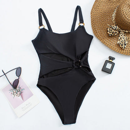 New Sexy One Piece Swimsuit Triangle Solid Color Bikini For Women