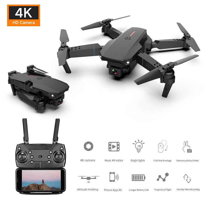 New WIFI FPV Drone Camera 4K 1080P Height Hold RC Foldable Quadcopter Drones Kid Gift Toys Dron Mini Drone Dual Camera