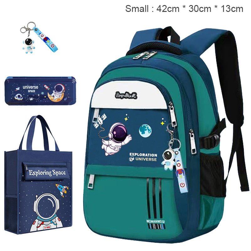 New Waterproof Children's Backpack Boys Girls Primary Schoolbag Large-Capacity Orthopedic Bookbag Kids Backpack Mochila Infantil Green Small