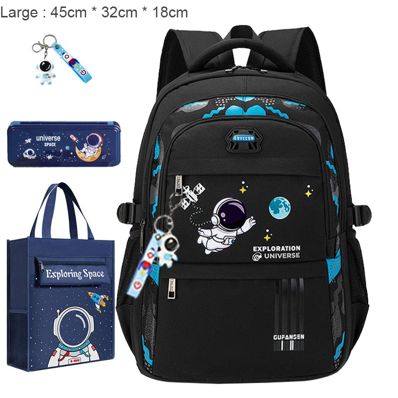 New Waterproof Children's Backpack Boys Girls Primary Schoolbag Large-Capacity Orthopedic Bookbag Kids Backpack Mochila Infantil Black Large