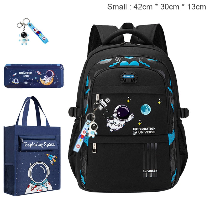 New Waterproof Children's Backpack Boys Girls Primary Schoolbag Large-Capacity Orthopedic Bookbag Kids Backpack Mochila Infantil Black Small