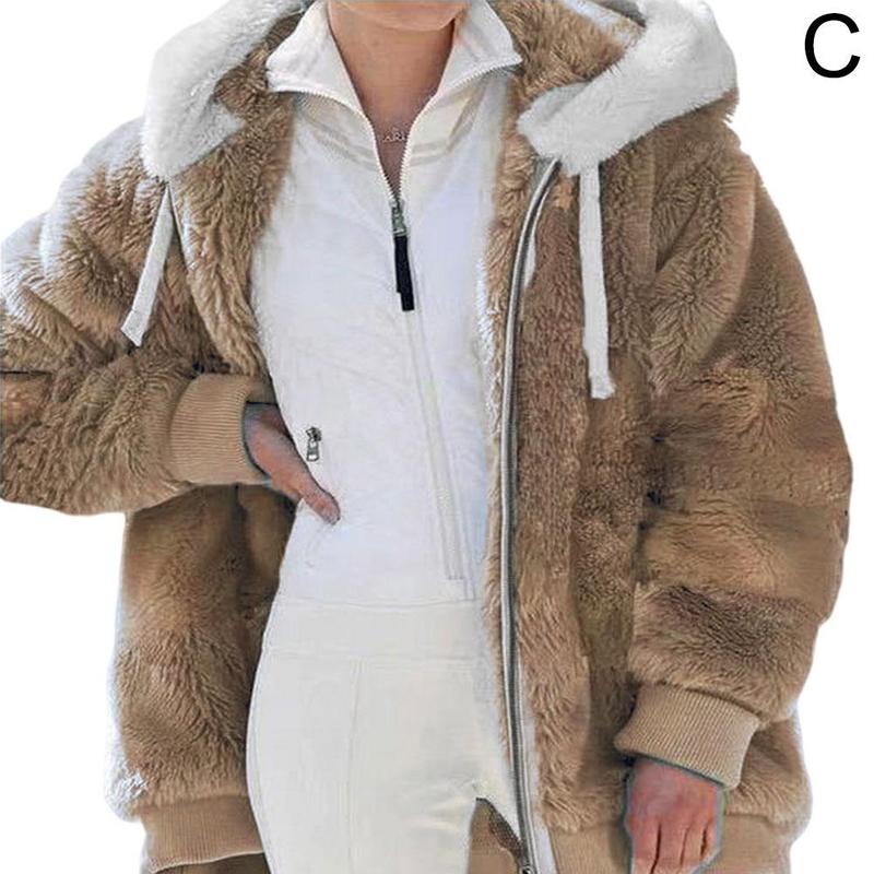 New Winter Plush Hooded Sweater Zipper Autumn Loose Winter And Zipper Women Women's Coat Hooded Warm Outwear L6c6 Khaki China