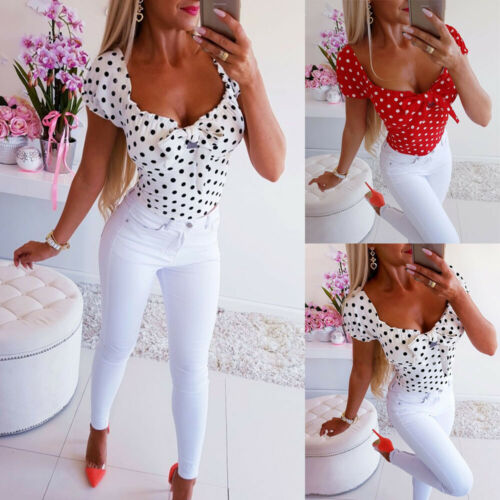 New Women Fashion Shirt Blusas Short Sleeve O Neck Polka Dot Women casual T-Shirt Tops Summer Hot Sale