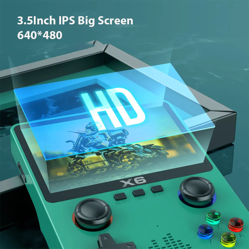 New X6 3.5Inch IPS Screen Handheld Game Player Dual Joystick 11 Simulators GBA Video Game Console for Kids Gifts