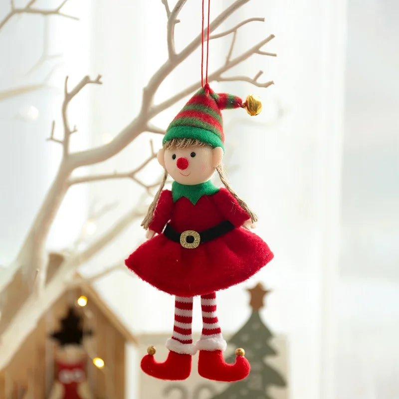 New Year Christmas Elf Doll Ornaments Xmas Tree Hanging Pendant Navidad 2021 Santa Kids Gift Christmas Home Decoration