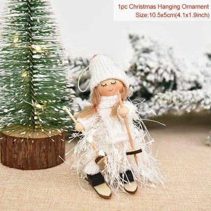 New Year Christmas Elf Doll Ornaments Xmas Tree Hanging Pendant Navidad 2021 Santa Kids Gift Christmas Home Decoration X