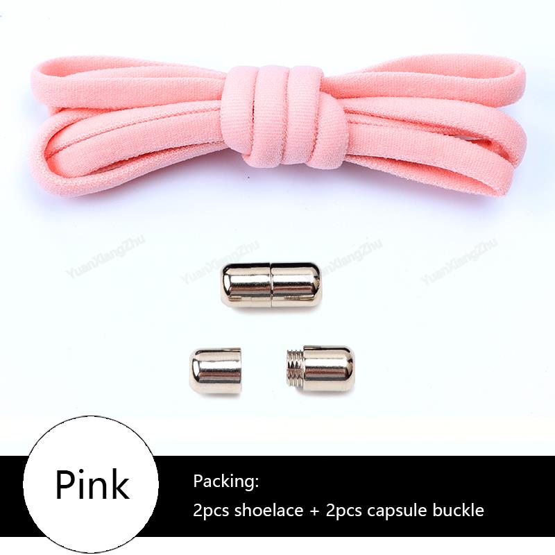 No tie Shoe laces Elastic laces Sneakers Round Shoelaces without ties Quick Shoelace for Shoes Kids Adult One Size fits All shoe Pink China