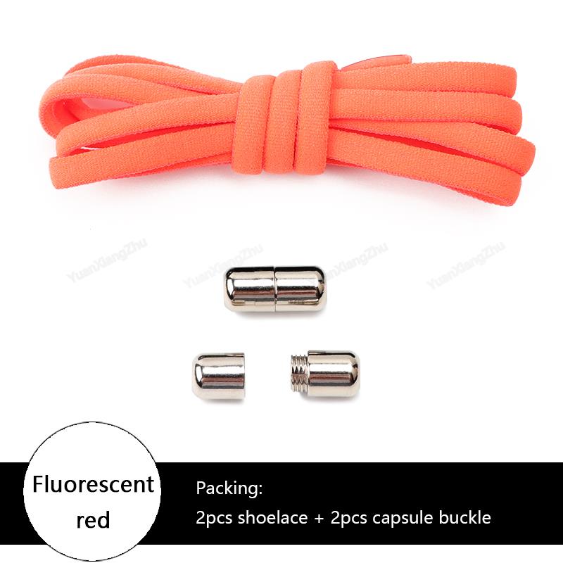 No tie Shoe laces Elastic laces Sneakers Round Shoelaces without ties Quick Shoelace for Shoes Kids Adult One Size fits All shoe Fluorescent red China