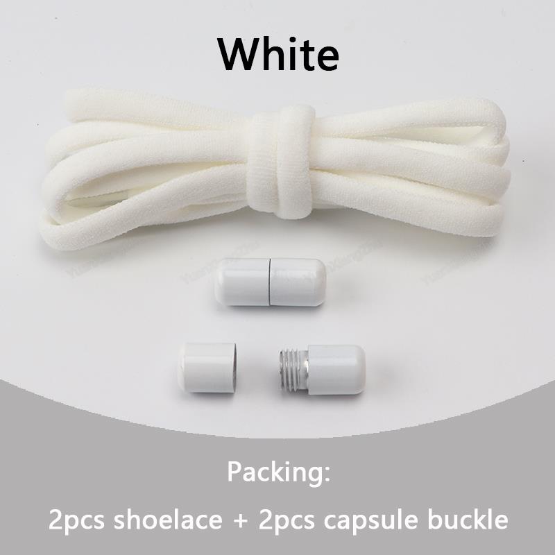 No tie Shoe laces Elastic laces Sneakers Round Shoelaces without ties Quick Shoelace for Shoes Kids Adult One Size fits All shoe All White China