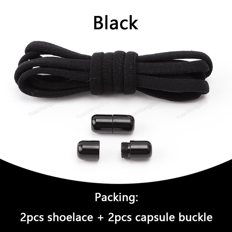 No tie Shoe laces Elastic laces Sneakers Round Shoelaces without ties Quick Shoelace for Shoes Kids Adult One Size fits All shoe All Black China