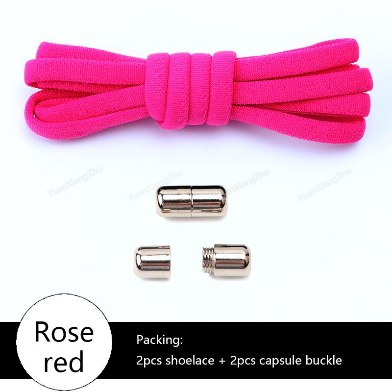 No tie Shoe laces Elastic laces Sneakers Round Shoelaces without ties Quick Shoelace for Shoes Kids Adult One Size fits All shoe Rose red China