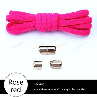 No tie Shoe laces Elastic laces Sneakers Round Shoelaces without ties Quick Shoelace for Shoes Kids Adult One Size fits All shoe Rose red China