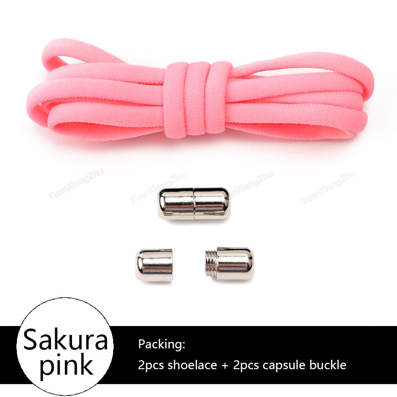 No tie Shoe laces Elastic laces Sneakers Round Shoelaces without ties Quick Shoelace for Shoes Kids Adult One Size fits All shoe Sakura Pink China