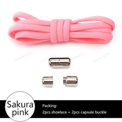 No tie Shoe laces Elastic laces Sneakers Round Shoelaces without ties Quick Shoelace for Shoes Kids Adult One Size fits All shoe Sakura Pink China