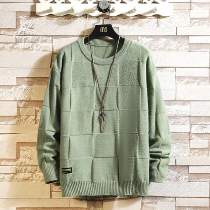 Non-Iron Black Green Plaid Sweaters For Men'S Spring Autumn Winter Clothes Pull OverSize Style Casual Pullovers