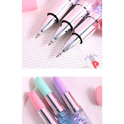 Novelty Lipstick Ballpoint Pen Portable Signature Promotional Pens Small Fresh 0.5mm Black Ink School Office Supplies Girl Gift