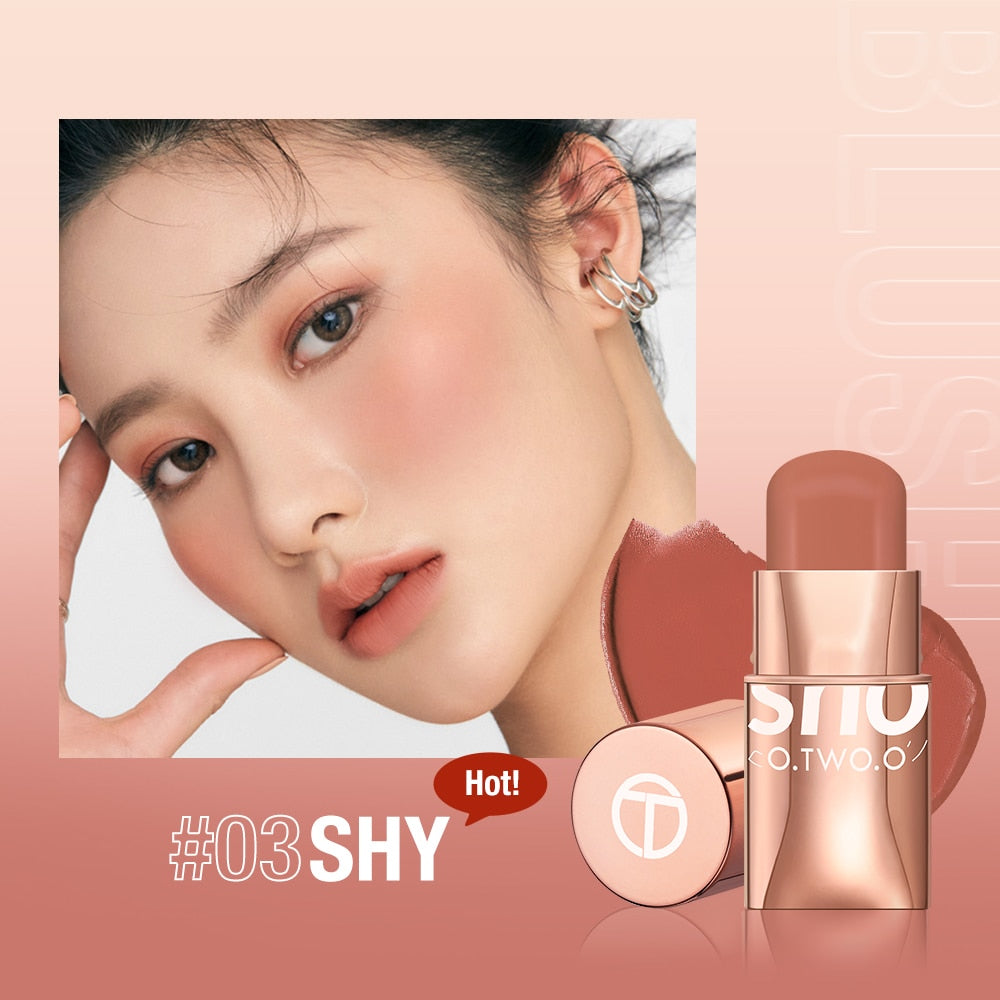 O.TWO.O Lipstick Blush Stick 3-in-1 Eyes Cheek and Lip Tint Buildable Waterproof Lightweight Cream Multi Stick Makeup for Women SHY