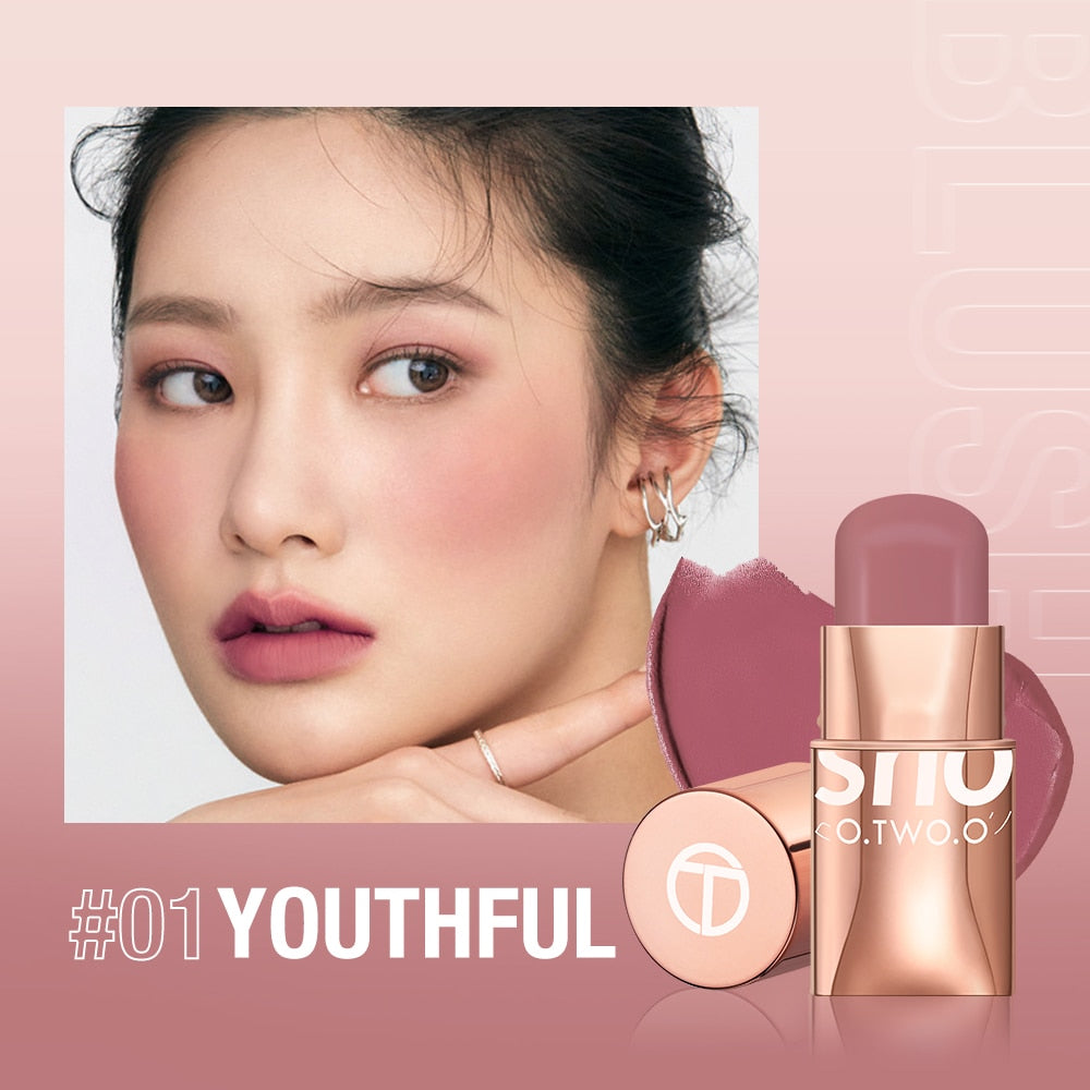 O.TWO.O Lipstick Blush Stick 3-in-1 Eyes Cheek and Lip Tint Buildable Waterproof Lightweight Cream Multi Stick Makeup for Women YOUTHFUL