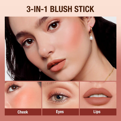 O.TWO.O Lipstick Blush Stick 3-in-1 Eyes Cheek and Lip Tint Buildable Waterproof Lightweight Cream Multi Stick Makeup for Women