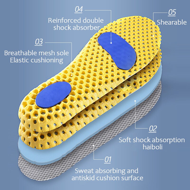 Orthopedic Memory Foam Insole Mesh Breathable Deodorant Shoe Sole Sport Running Insert for Feet Man Woman Sneaker Shoe Pad