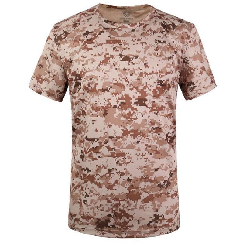 Outdoor Hunting Tactical T Shirts Combat Military Hunting T-shirt Breathable Quick Dry Army Camo Fishing Hiking Camping Tee Tops short desert