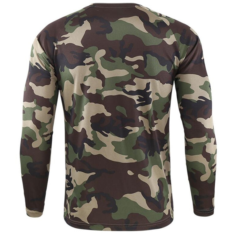 Outdoor Hunting Tactical T Shirts Combat Military Hunting T-shirt Breathable Quick Dry Army Camo Fishing Hiking Camping Tee Tops