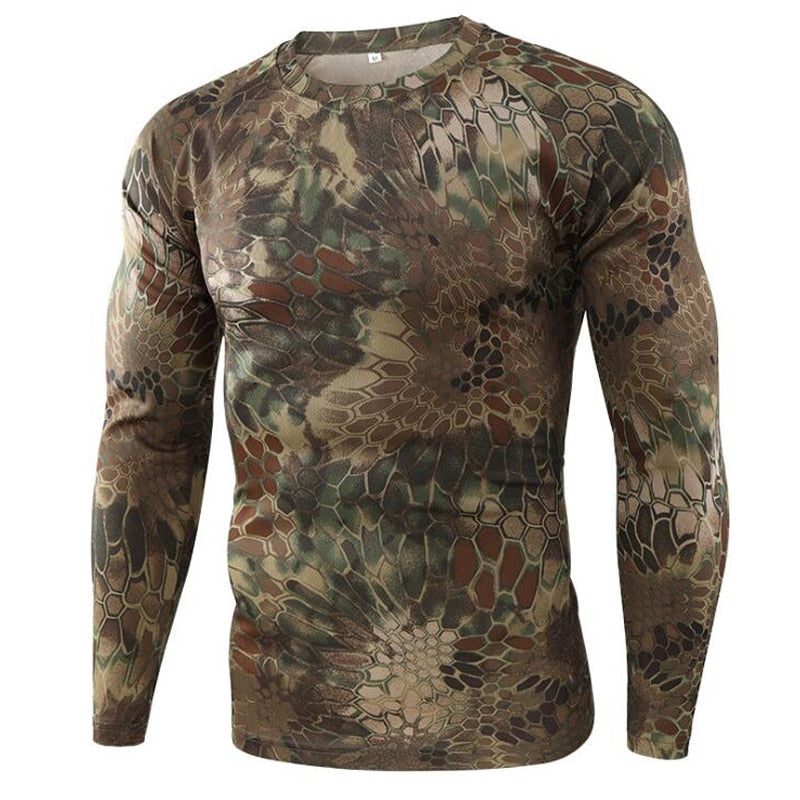 Outdoor Hunting Tactical T Shirts Combat Military Hunting T-shirt Breathable Quick Dry Army Camo Fishing Hiking Camping Tee Tops green ph