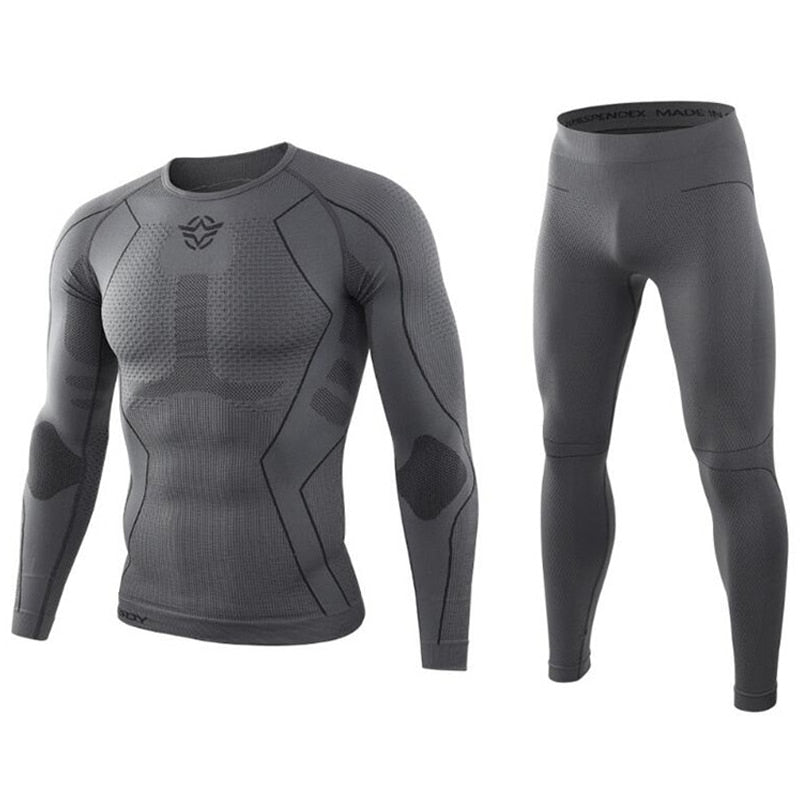 Outdoor Thermal Underwear Set Long Sleeve Tops Pants Hunting Underwear Army Tactical Gear Hiking Military Camping Warm Clothes 201grey