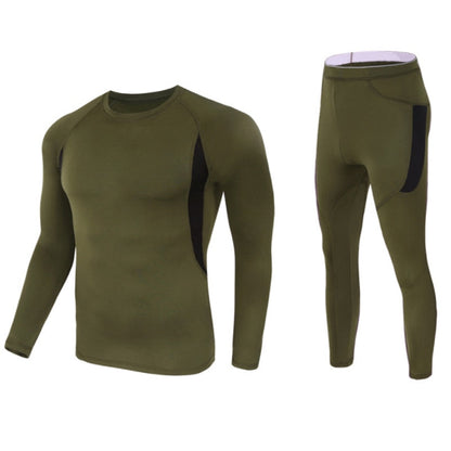 Outdoor Thermal Underwear Set Long Sleeve Tops Pants Hunting Underwear Army Tactical Gear Hiking Military Camping Warm Clothes 155green