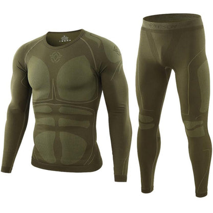 Outdoor Thermal Underwear Set Long Sleeve Tops Pants Hunting Underwear Army Tactical Gear Hiking Military Camping Warm Clothes 200green