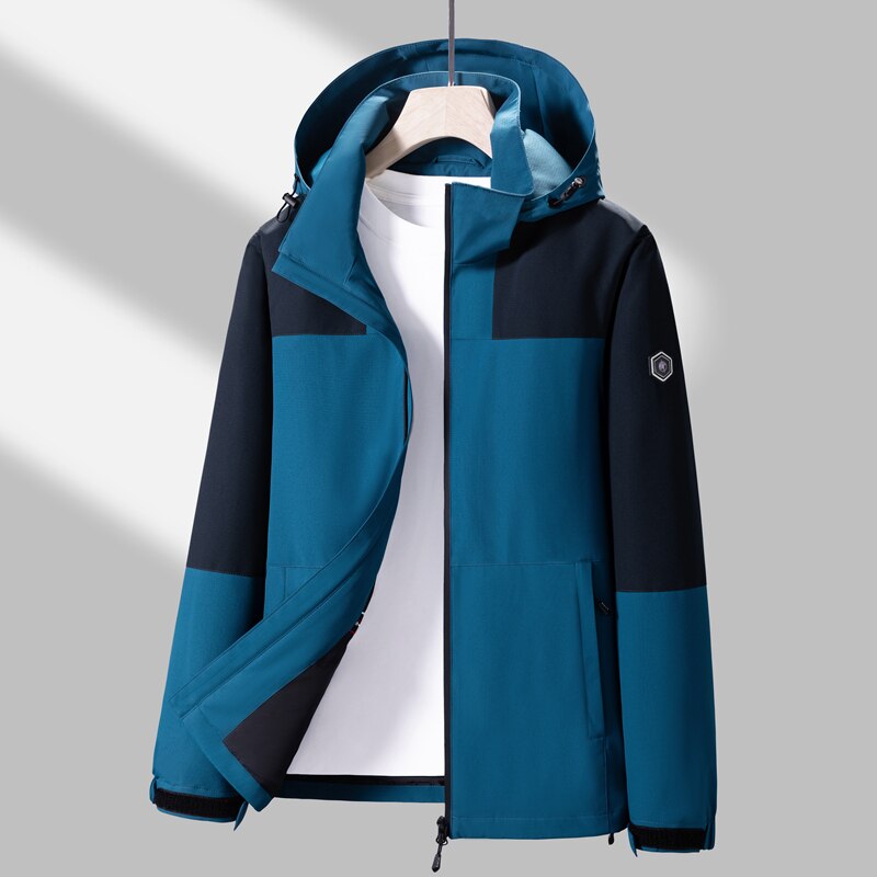 Patchwork Windbreaker Windproof Waterproof For Spring Autumn Zip Up Jacket Men's Streetwear Bomber Clothes OverSize