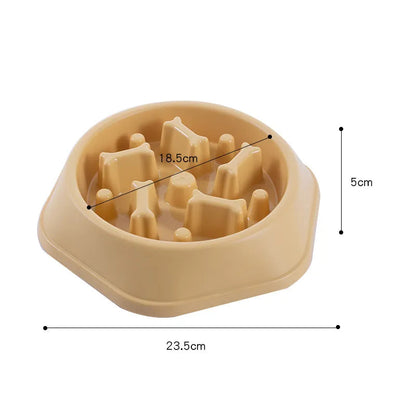 Pet Dog Bowl Dog Slow Feeder Bowl Puppy Cat Slow Eating Dish Bowl Anti-Gulping Food Plate Feeding Dog Cat Food Bowl Pet Supplies Yellow