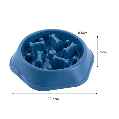 Pet Dog Bowl Dog Slow Feeder Bowl Puppy Cat Slow Eating Dish Bowl Anti-Gulping Food Plate Feeding Dog Cat Food Bowl Pet Supplies Blue