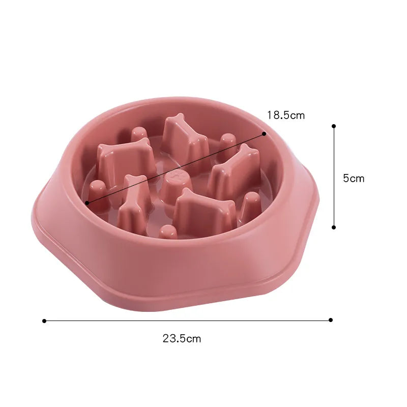 Pet Dog Bowl Dog Slow Feeder Bowl Puppy Cat Slow Eating Dish Bowl Anti-Gulping Food Plate Feeding Dog Cat Food Bowl Pet Supplies Pink