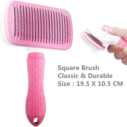 Pet Dog Cat Hair Brush Dog Comb Grooming And Care Cat Brush Stainless Steel Comb For Long Hair Dogs Cleaning Pets Dogs Supplies Pink Square China