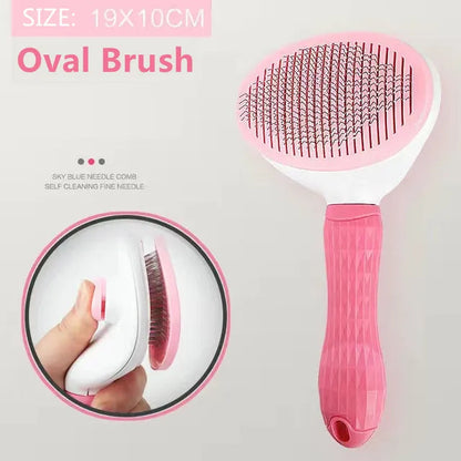 Pet Dog Cat Hair Brush Dog Comb Grooming And Care Cat Brush Stainless Steel Comb For Long Hair Dogs Cleaning Pets Dogs Supplies pink China