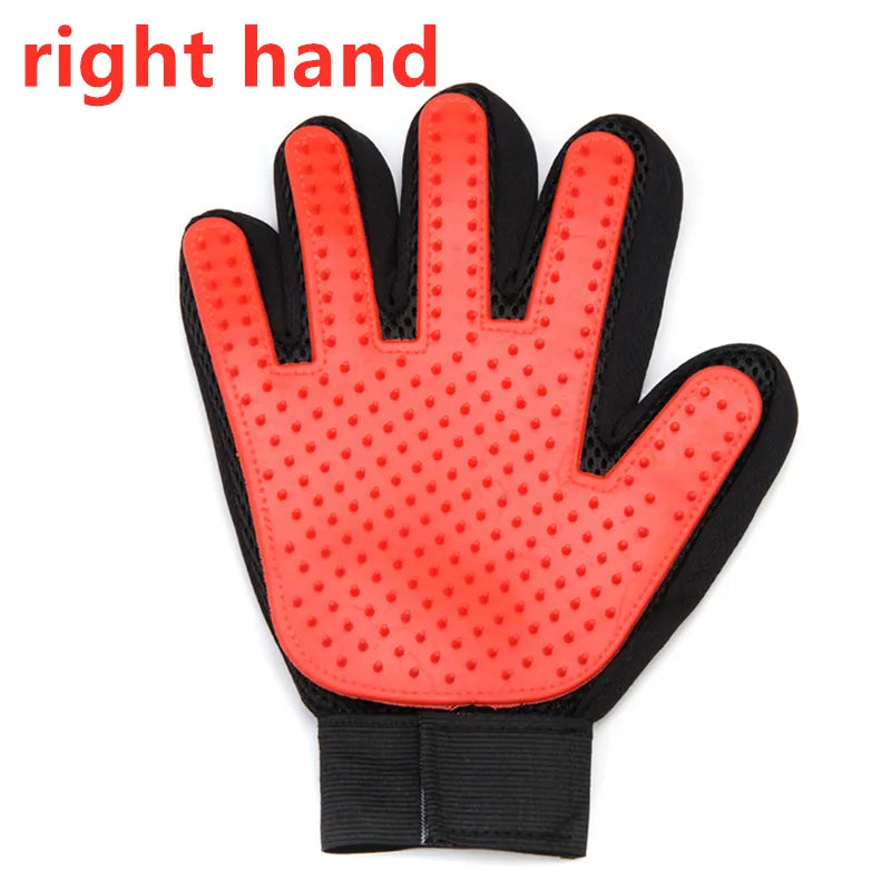 Pet Glove Cat Grooming Glove Cat Hair Deshedding Brush Remover Brush For Animal Gloves Dog Comb for Cats Bath Clean Massage Hair Right Red