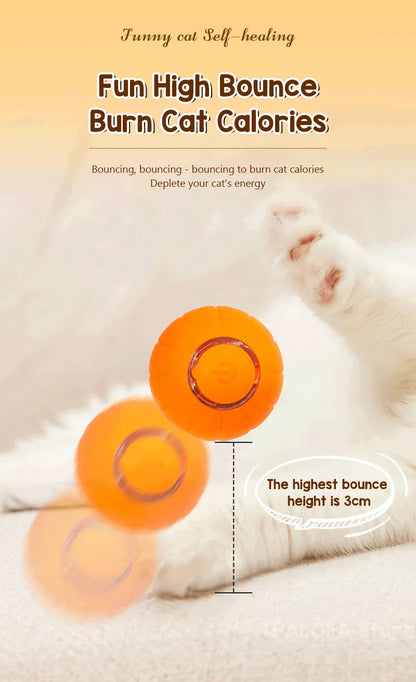 Pet Smart Cat Toy Electric Automatic Bounce Cat Ball Silicone Cat Interactive Toys Self-moving Kitten Toys for Indoor Playing