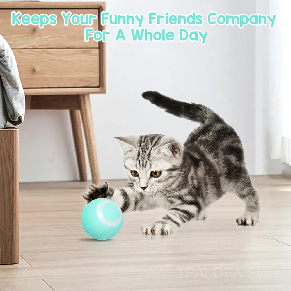 Pet Smart Cat Toy Electric Automatic Bounce Cat Ball Silicone Cat Interactive Toys Self-moving Kitten Toys for Indoor Playing