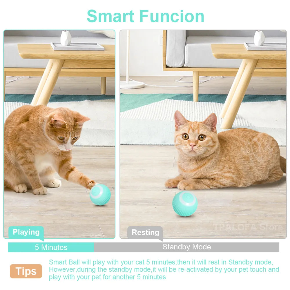 Pet Smart Cat Toy Electric Automatic Bounce Cat Ball Silicone Cat Interactive Toys Self-moving Kitten Toys for Indoor Playing