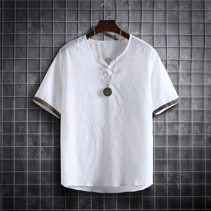 Plus Size Summer Men's Shirts Plain Color Fashion Men Short Sleeve Hawaii Short Sleeve Shirt Light Weight Clothing White Summer Blouse