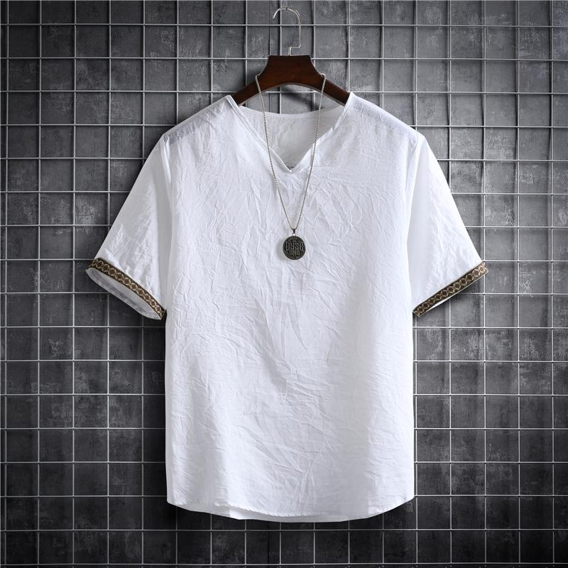 Plus Size Summer Men's Shirts Plain Color Fashion Men Short Sleeve Hawaii Short Sleeve Shirt Light Weight Clothing White Shirt